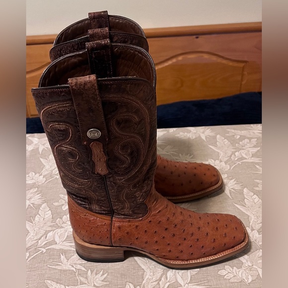 Tanner Mark cognac ostrich boots - Picture 1 of 5
